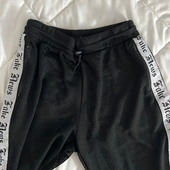 “Fake News” Black Mesh Joggers - Picture 4 of 4